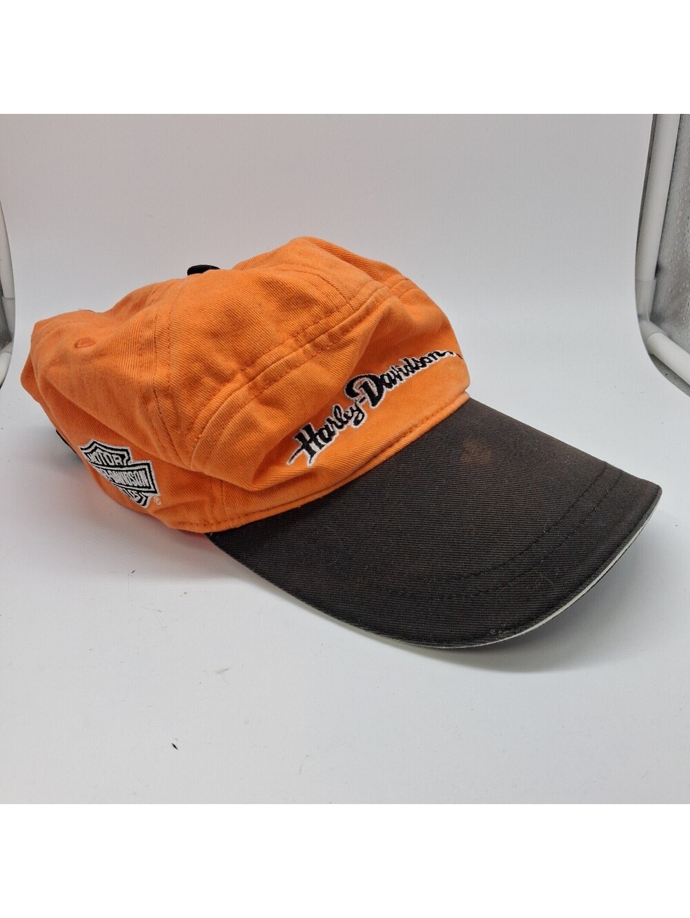 Harley-Davidson Orange Black Baseball Cap Embroidered Adjustable Biker Hat